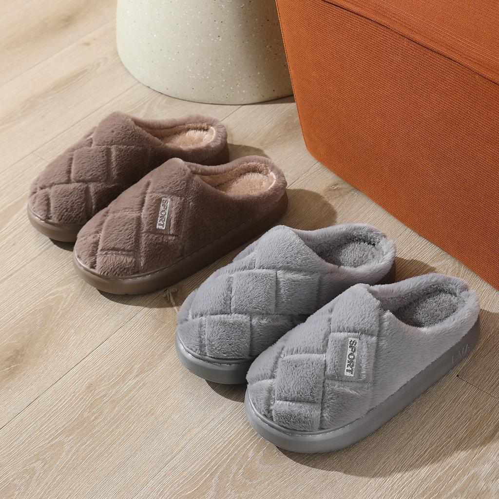 Fashion Winter Unisex Women Men Warm Plush Slippers Couple's Non-slip House Slides Toe Wrap Indoor Bedroom Lovers Home pantuflas mujer