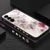 Soft TPU Case For Samsung Galaxy S25 S24 S21 FE S24 S22 S23 Ultra S22 Plus S25 Edge Pink Flowers Patterned Lanyard Phone Cover