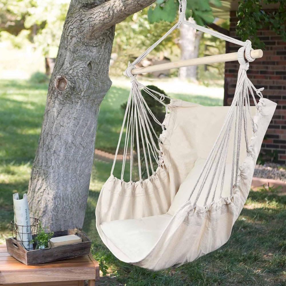 Samkos Hammock Chair Hanger Rack Swing Chair Compact Chair Hammock For Indoor and Outdoor Use Folding Hanging Chair Park Outdoor Camping Pole Hanging
