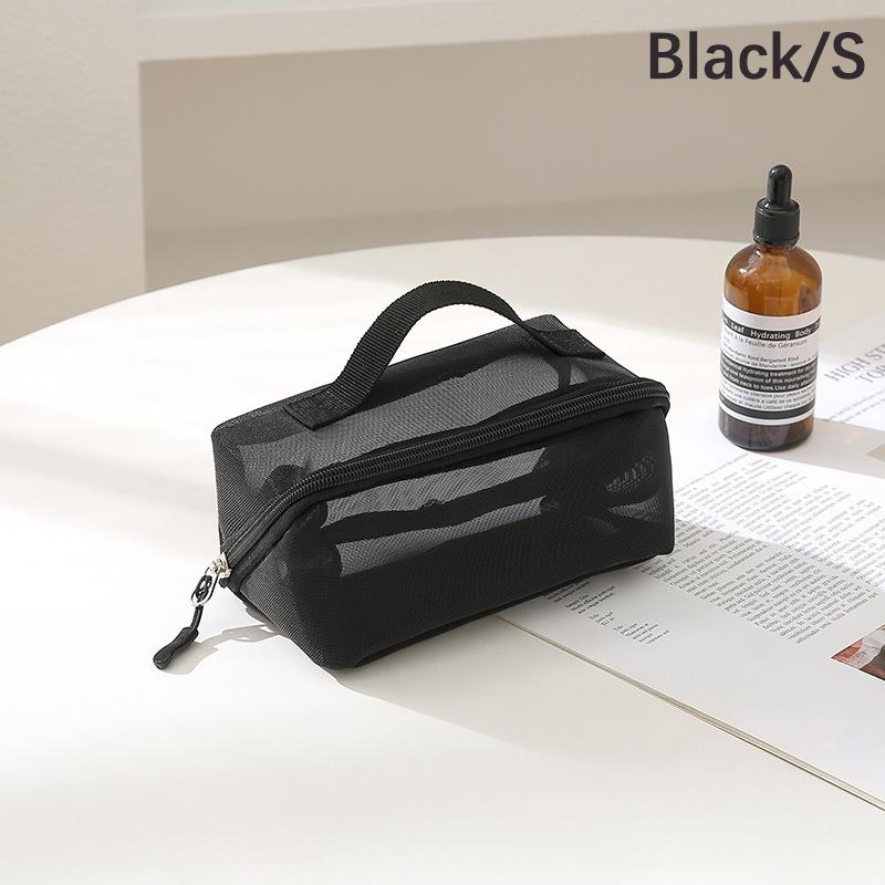 

Mesh Clear Cosmetic Bags Small Large Black Makeup Bag Portable Travel Toiletry Organizer Case Lipstick Storage Pouch S чорний