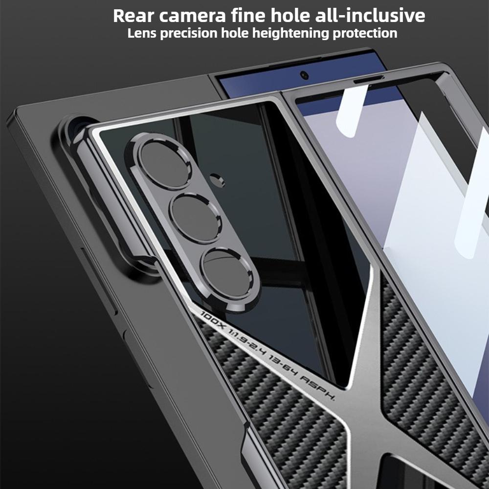 High-end Electroplated Leather Phone Case for Samsung Galaxy Z Fold 7 Fold7 Screen Protection Glass+Shockproof Bumper PC Cover