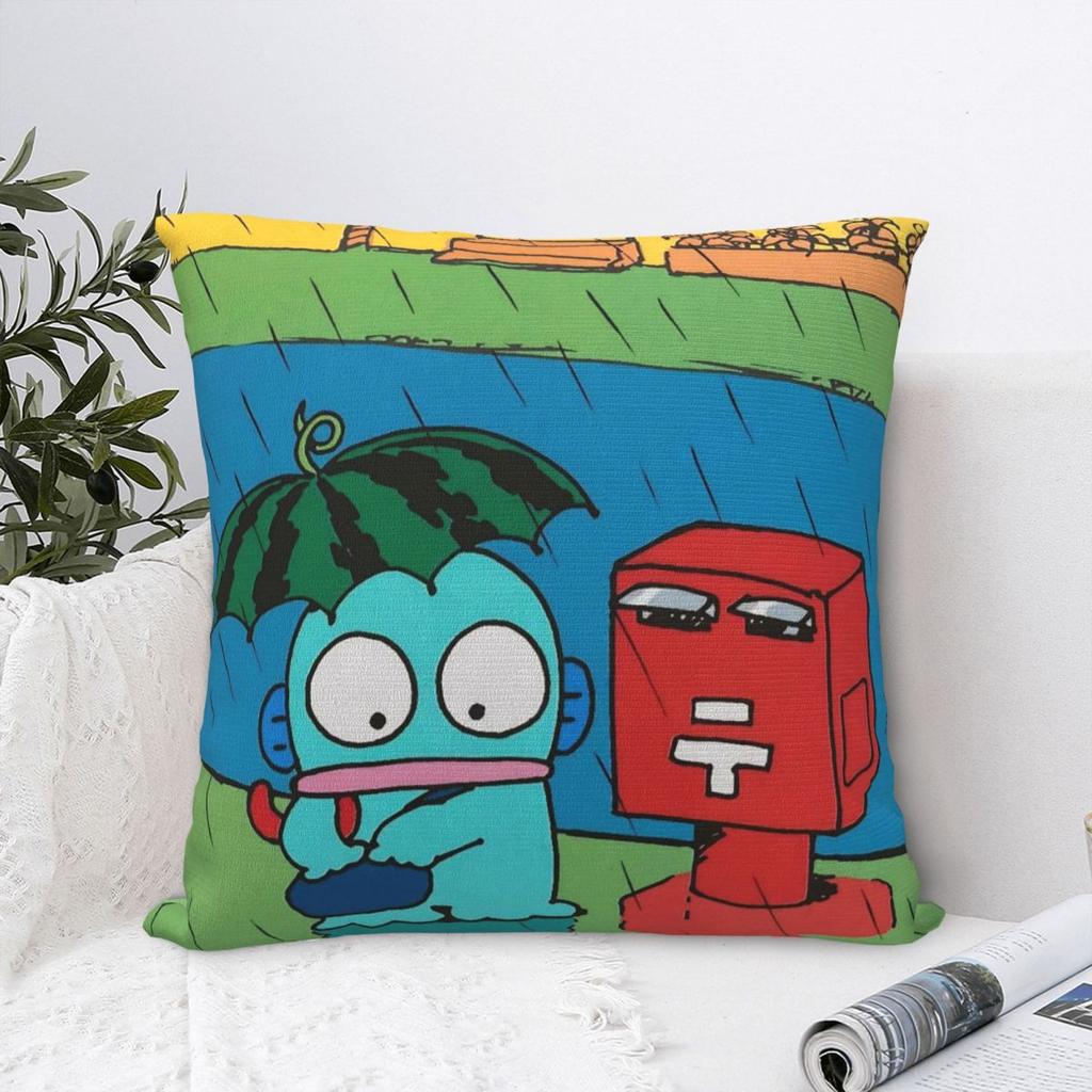 Hangyodon Cartoon Pillowcase Printed Polyester Cushion Cover Decorative Throw Pillow Case Cover Home Square 18''