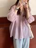 Women's V-Neck Lantern Sleeve Summer Sunscreen Blouse - Lightweight, Loose, and Sheer