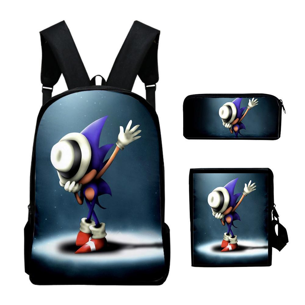 Anime Sonic Backpack Set 3D Printed Backpack Three-Piece Set