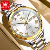 OLEVS 7075 Watches For Man Luxury Original Mechanical Watch For Men Week Calendar Waterproof Automatic Hand Clock Steel Strap