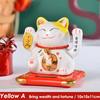 4.5 Inch Ceramic Beckoning Lucky Cat Solar Powered Fortune Cat Waving Arm Maneki Neko Gift Box Home Decoration Zen Centerpiece