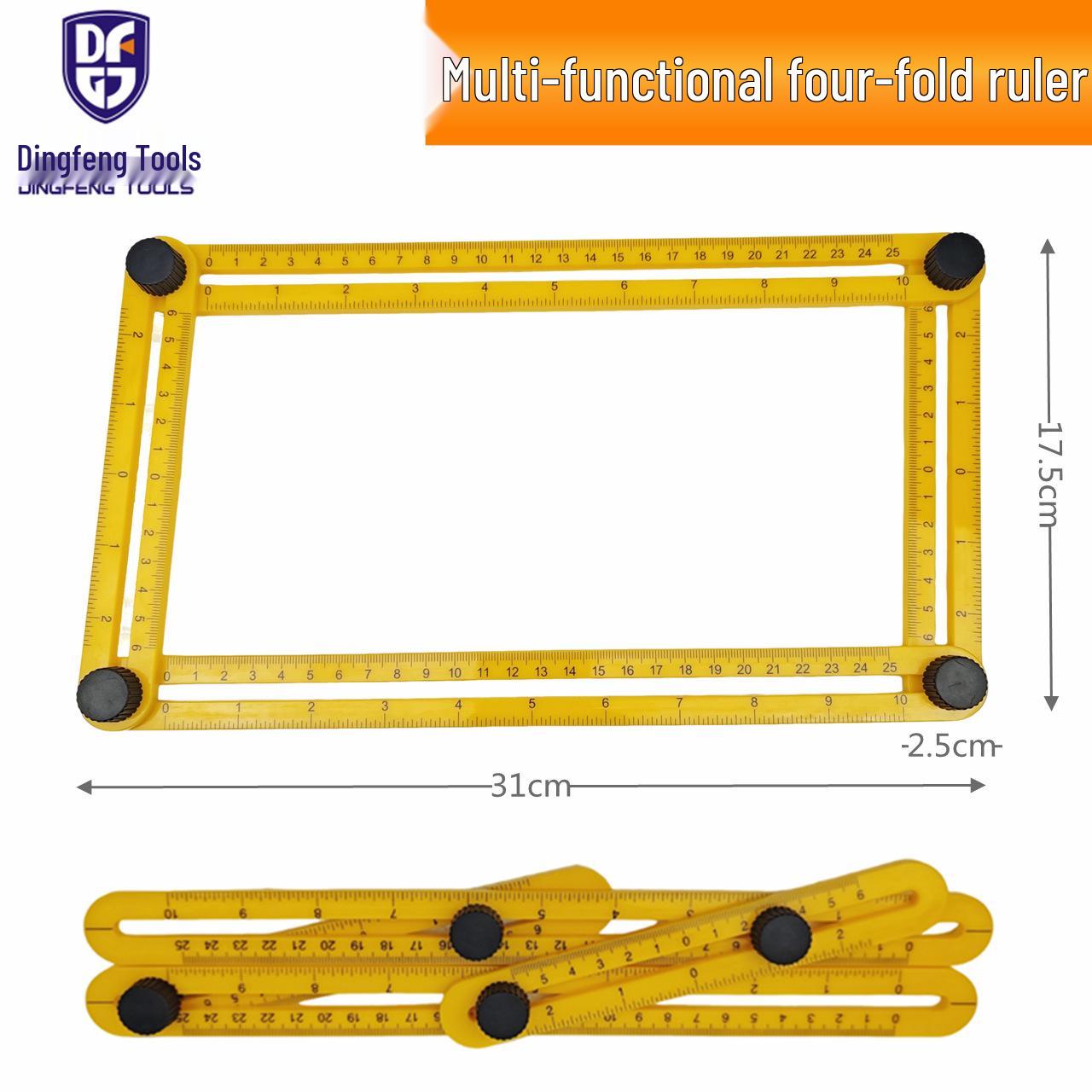 ABS Multi-Angle Folding Ruler: Four-Sided, Multi-Functional, Movable Measuring Tool