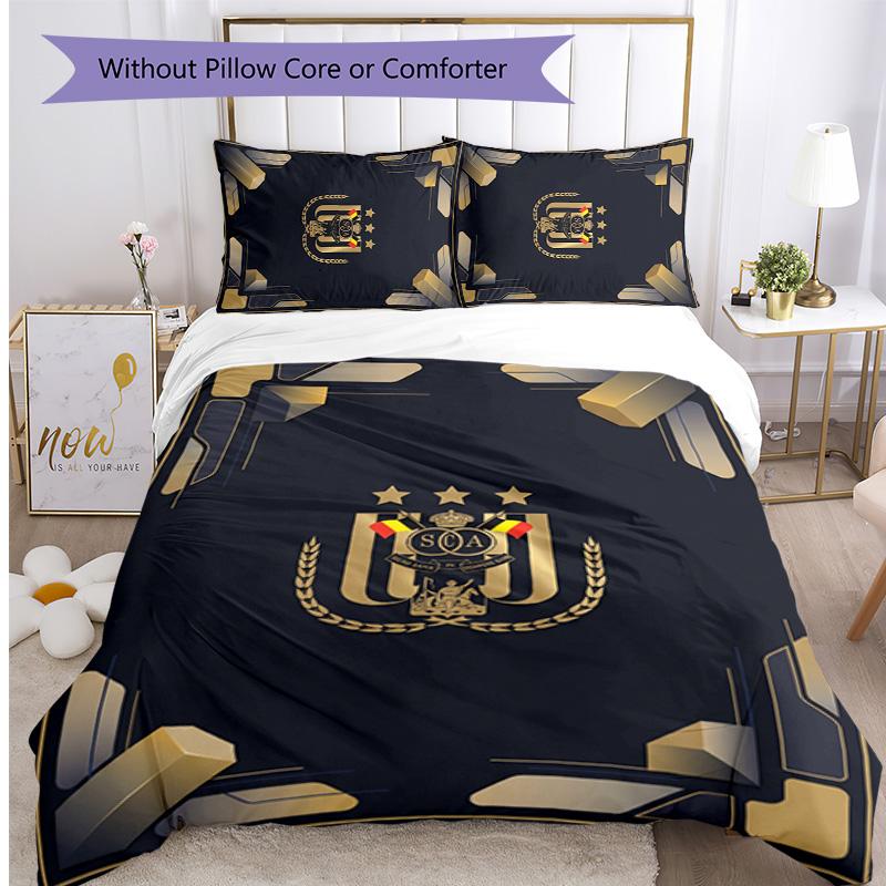 Set Lenzuola 3 Pezzi Stampato FC Anderlecht Traspirante Copripiumino con Federe Biancheria da Letto Decorativa per Camera da Letto Casa