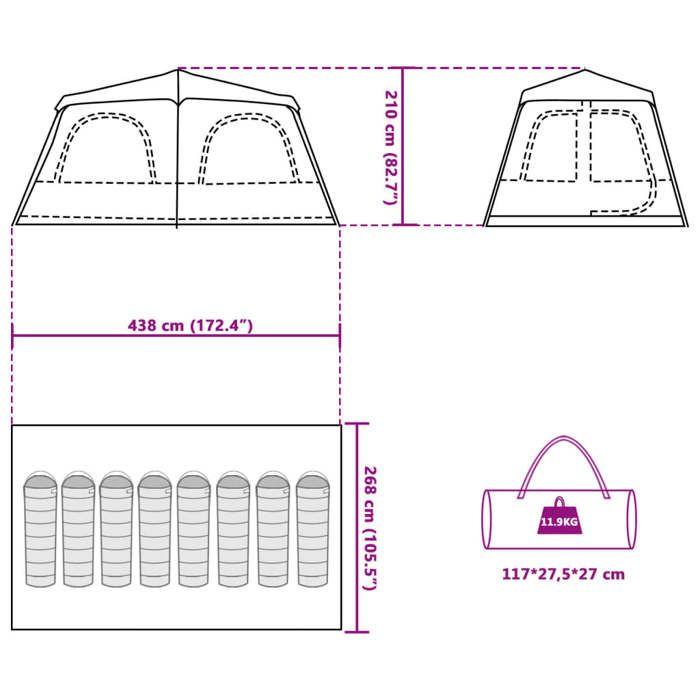 VidaXL 8-Person Dome Family Tent Green Quick Release, Tent, Garden Tent, Outdoor Shelter, Camping Tent, 4004236