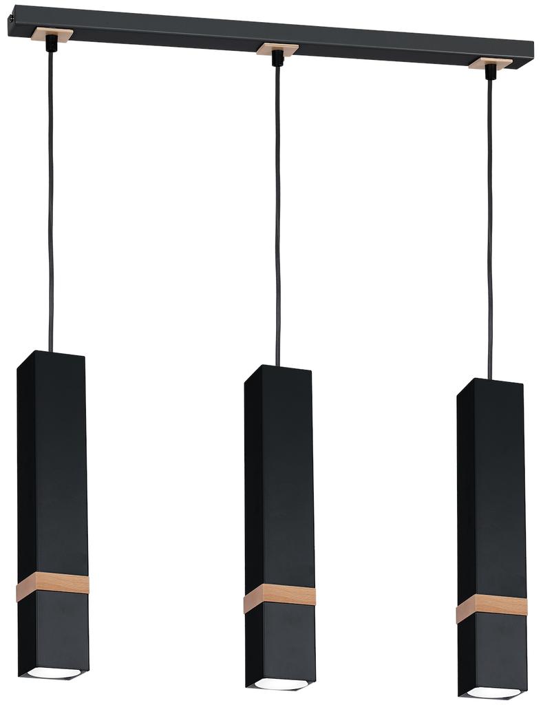 Vidar 3 Pendant Lamp Gu10 Black Wood Milagro Mlp5404