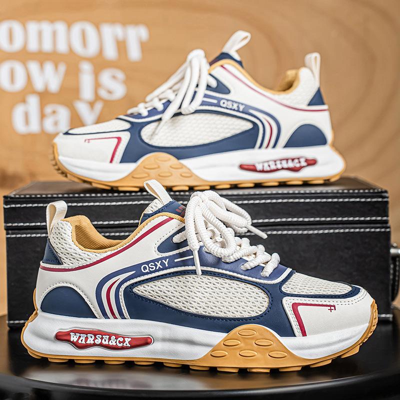 Fashion Fashion Trend Thick Soled Casual Shoes for Men's 2025 New Autumn Versatile Mesh Breathable Comfortable Low Top Platform Sneakers