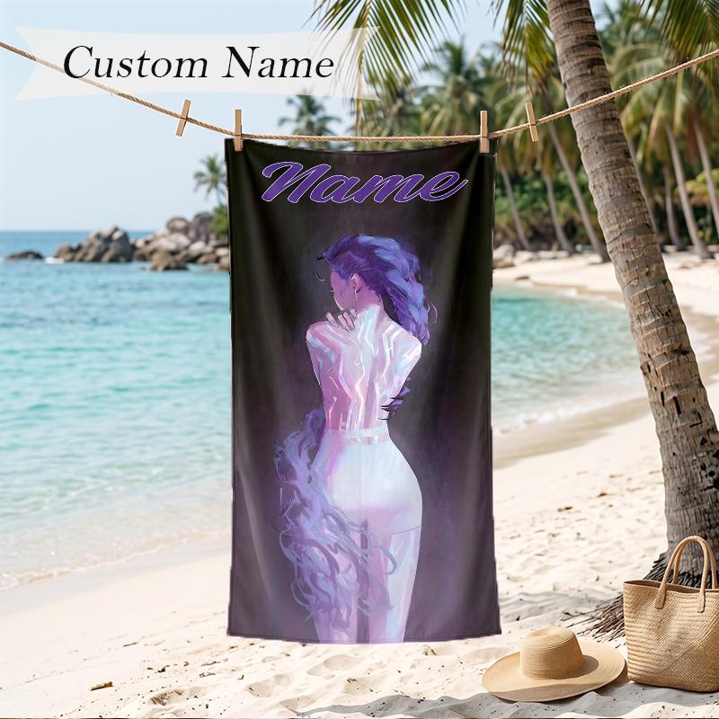 rumi Custom Name Printed Beach Towel Personalized Soft Towel For Swimming Beach Travel