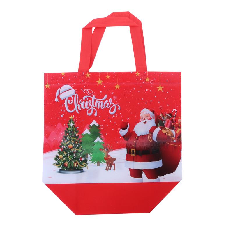 (5pcs In A Pack) Christmas Model A Red Old Man Snowman Thickened Non-woven Tote Bag