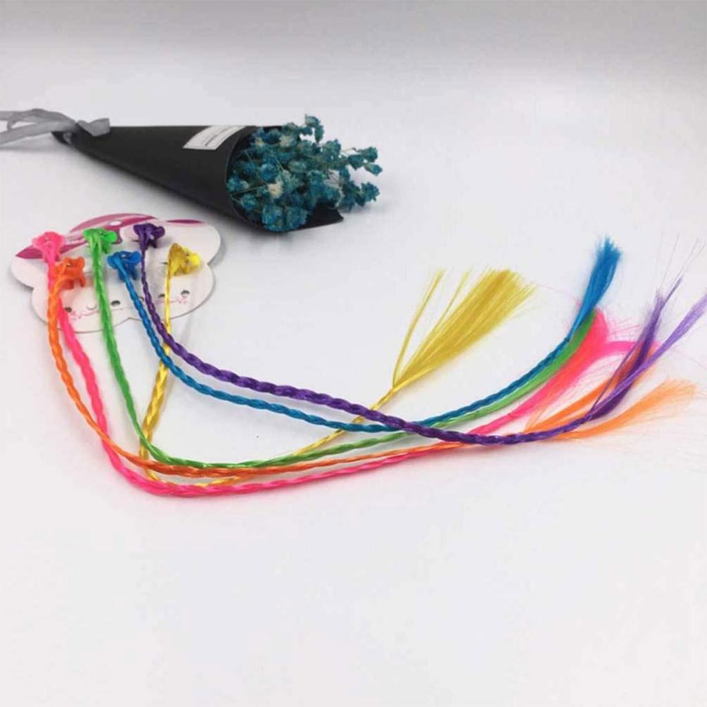 SaveSooo Kids' Braided Hair Extensions, Braid Clips, Kids' Hair Accessories, Kids' Hair Clips, Wigs, Braided Wig Clips (6 Colors, 2 of Each Color)