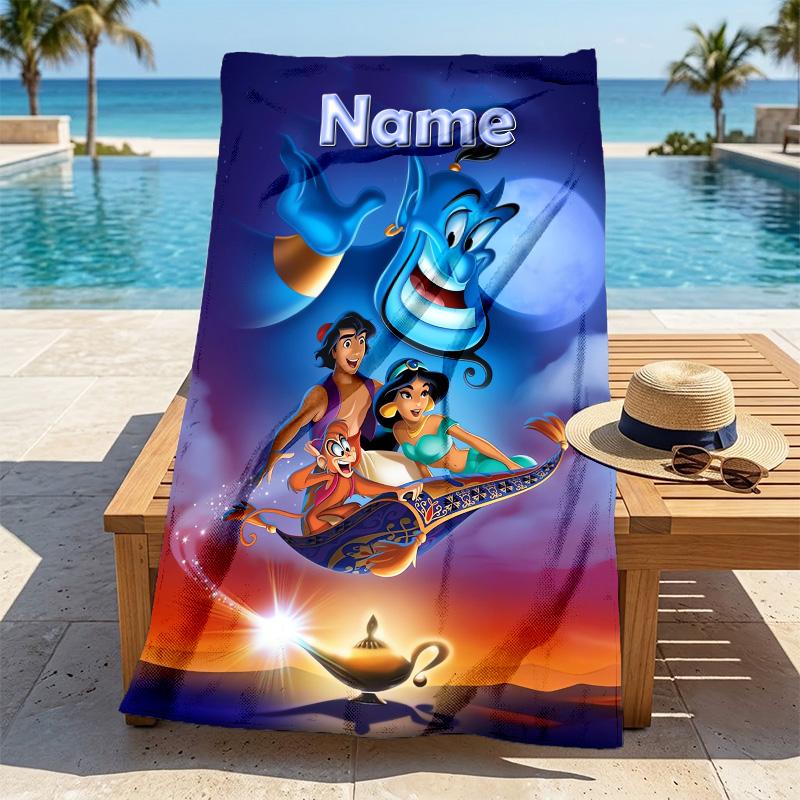 Custom Name Frozen Friends Stylish Digital Printing Beach Towel Quick‑Drying Absorbent Blanket for Beach Pool Gym Travel