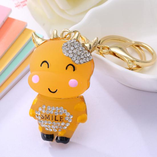 Keychain Sparkling Rhinestones Inlaid Cow Design Key Chain Decorative Good Wallets Cars Accessory Luck Keyring Bags