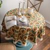 Pittura a olio francese Tovaglia rotonda in cotone lino Girasole Nappe Antipolvere Copritavolo, Per cena festa Decorazione matrimonio