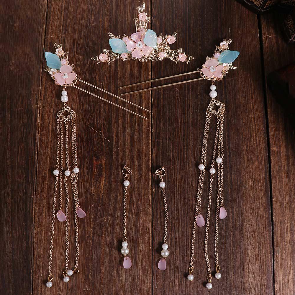 Zinc Zinc Alloy Bridal Headwear Light Colors Earrings Hairpin Set  Wedding Photos