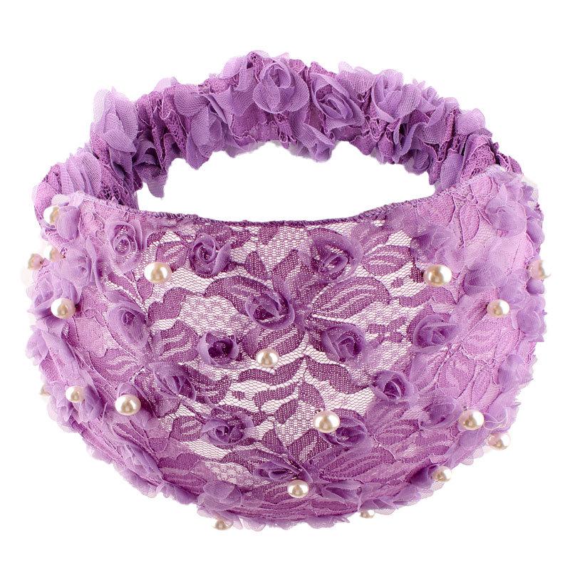 Bentiță Elastică Antiderapantă Perla Violet pentru Femei - Eșarfă de Cap Stil Coreean