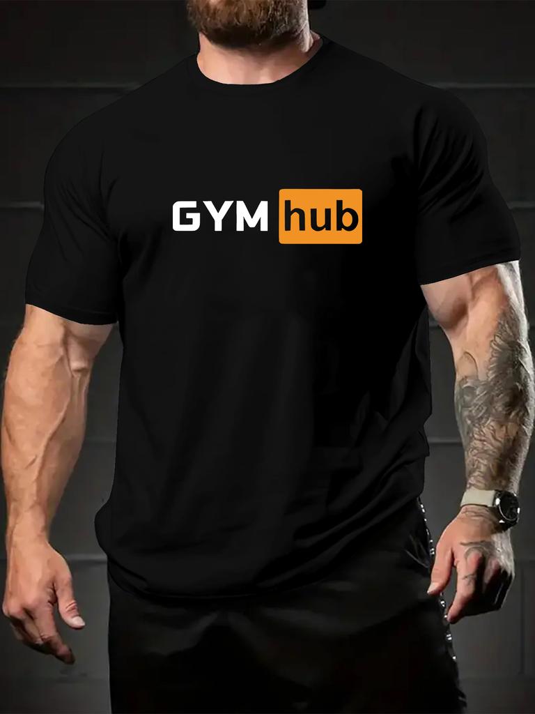 GYM Sommer Trendige Lässige Bedruckte Kurzarm-T-Shirt für Unisex Lockerer Rundhalsausschnitt Atmungsaktives Oberteil