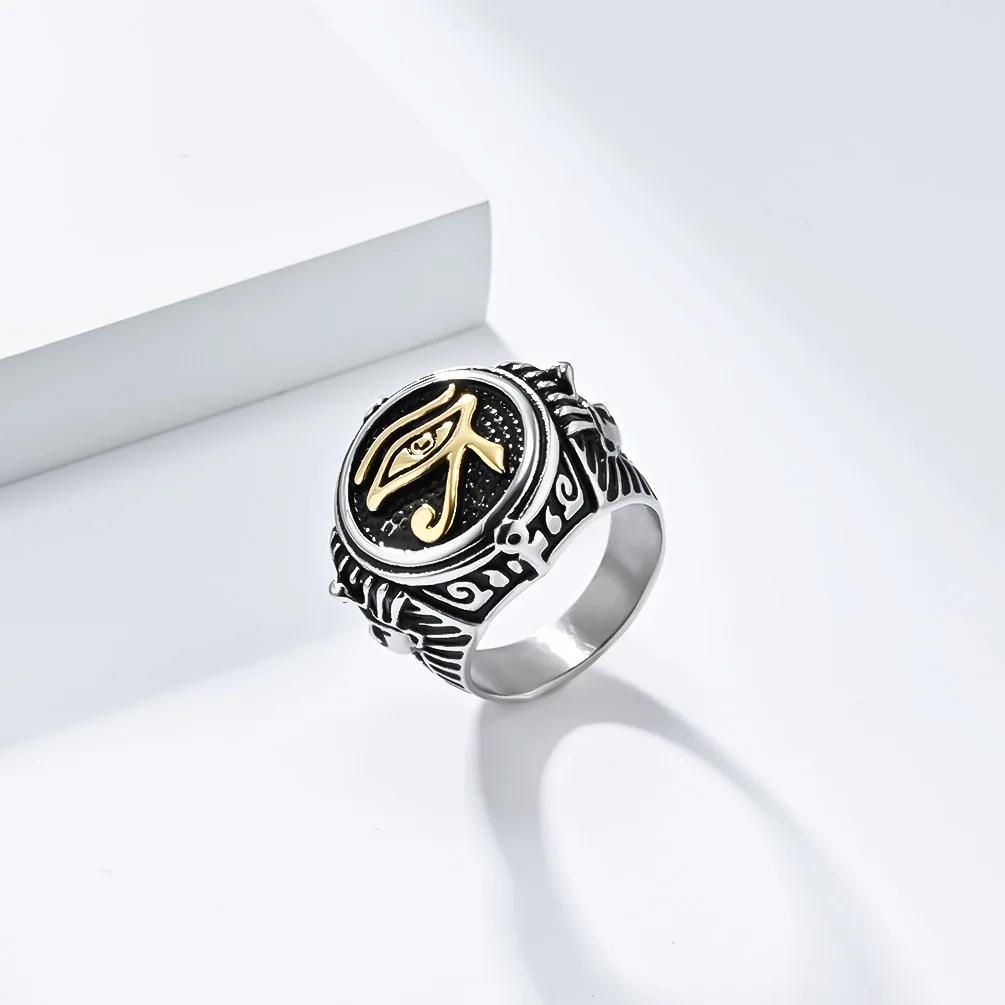 Ring Horus Eye Ancient Egypt Egyptian Symbol Pharaoh Protection Amulet Talisman Health Men Women Stainless Steel Jewelry Gifts