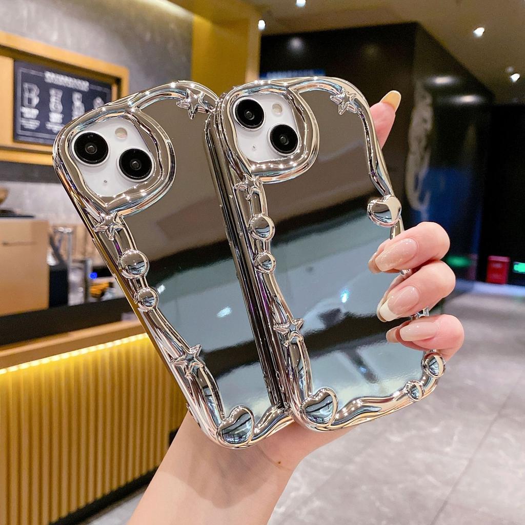 Irregular Electroplating Mirror Suitable for Apple 15 Mobile Phone Case Love IPhone13 16promax Full Cover Soft Shell