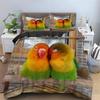Parrot King Queen Bedding Set Cute Birds Colourful Feather Duvet Cover Tropical Flowers Comforter Cover Polyester Quilt Cover