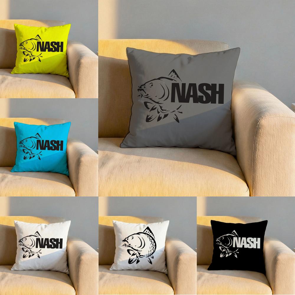 NNash Fishing logo Cushion Cover Soft Reversible Durable Pillow Cover MultiScene Use for Home Car Daily Comfort