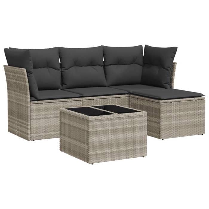 VidaXL Salon de Jardin avec Coussins 5 pcs, Canapés avec Pieds Réglables, Ensemble de Meubles d'Extérieur Patio Terrasse, 3217552