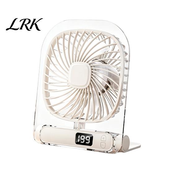 Energy-efficient Fan Cartoon USB Desk Fan, 199 Speed Smart Portable Cooling Powerful Motor with Digital Display, Rechargeable Small Personal