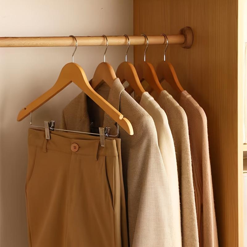 10pcs Solid Wood Hangers with Clips for Shirts T-Shirts Suits Coats and Wardrobe Use