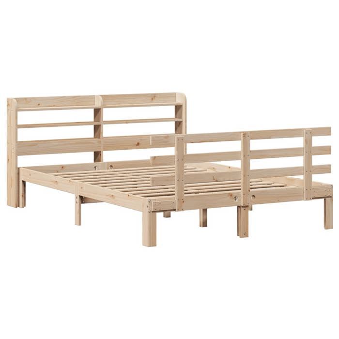 VidaXL Bed Frame with Headboard 120x200 Cm Solid Pine Wood, Bed, Solid Wood Bed Frame, Bedroom Furniture At 3306851
