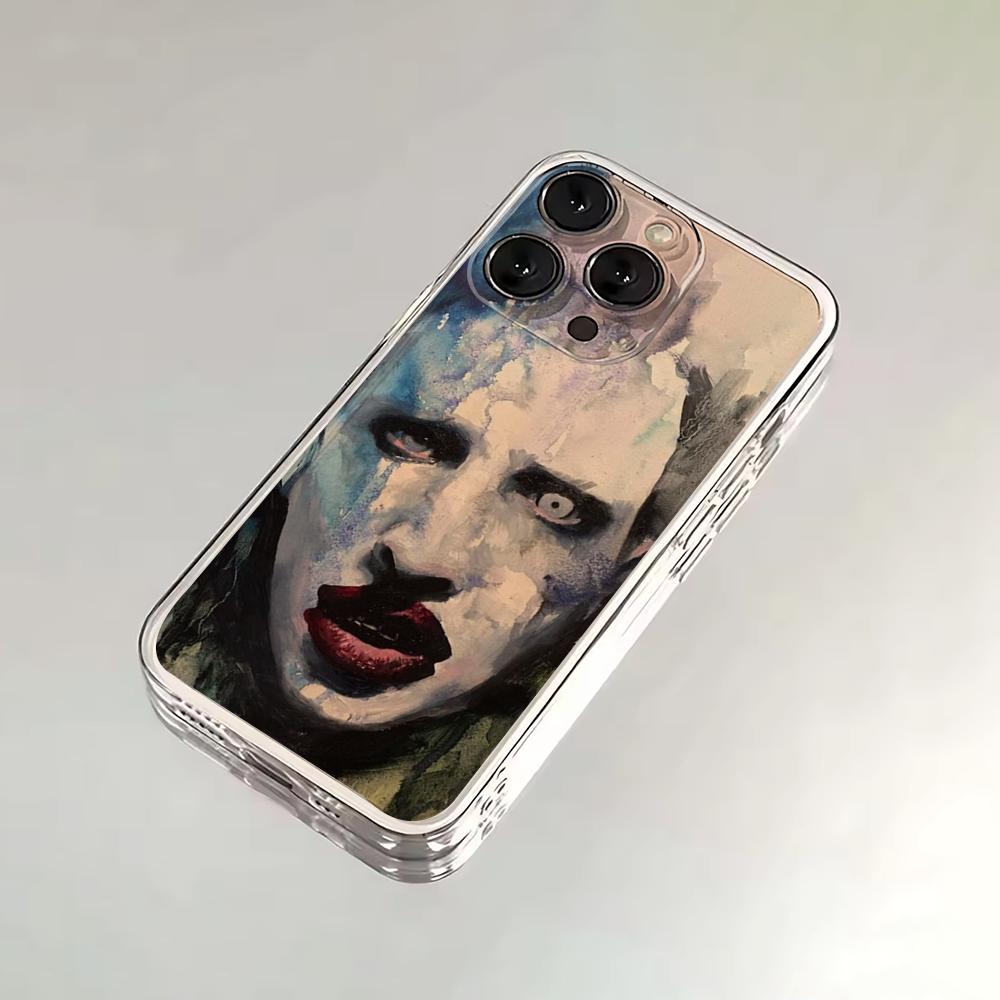

Чехол для телефона Singer M-Marilyn Manson для iPhone 16,15,14,13,12,11 Plus,Pro,Max,XR,XS,X,7,8 SE,Mini Прозрачный Силиконовый Мягкий iPhone16