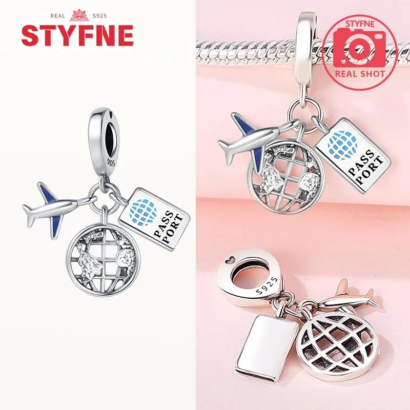 Copper Metal Colors Airplane Globe & Passport Dangle Charm Bead Component Bead Components Compatible With Authentic Original Bracelet High Quality