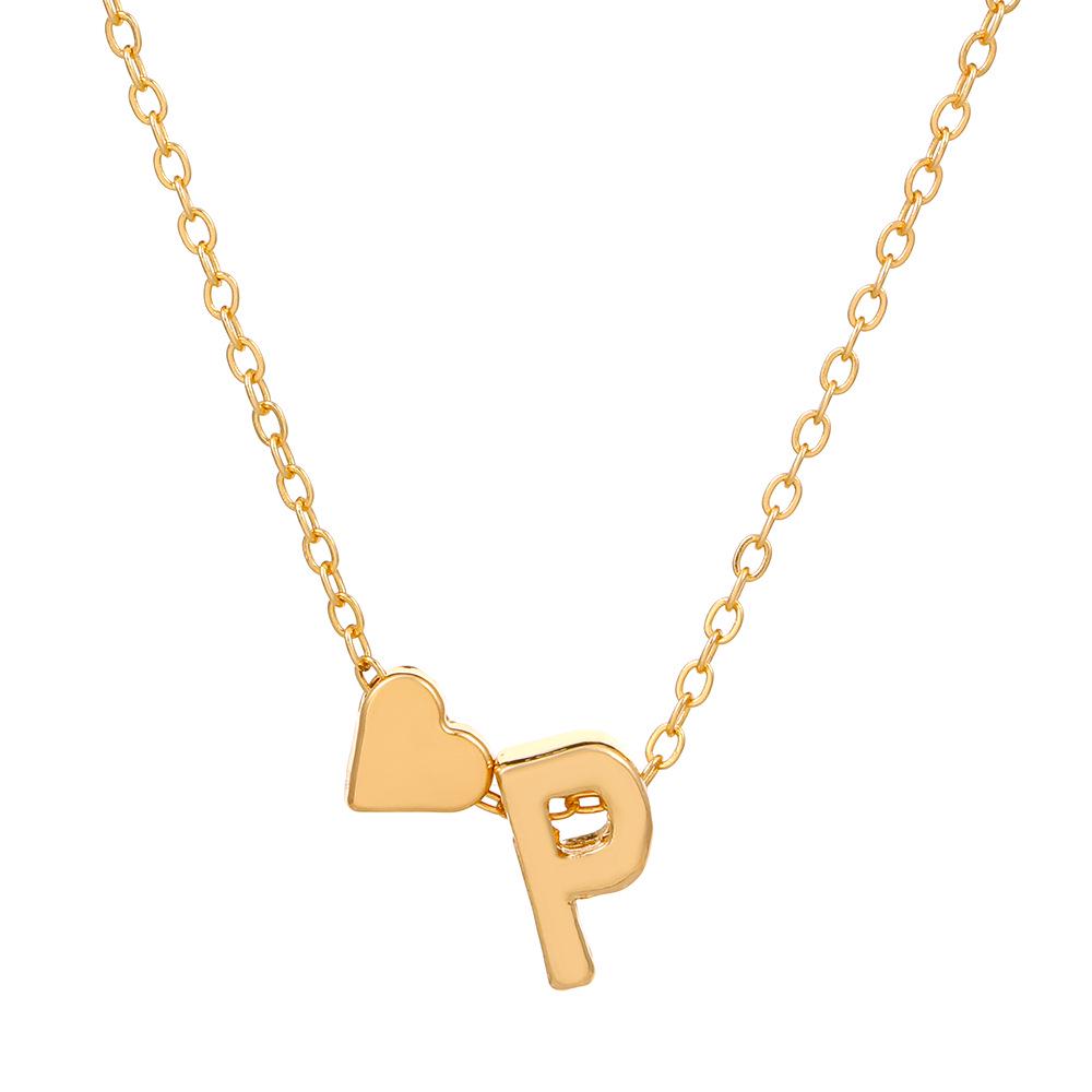 European & American Alphabet Love Heart Pendant Necklace – Versatile Peach Heart Clavicle Chain