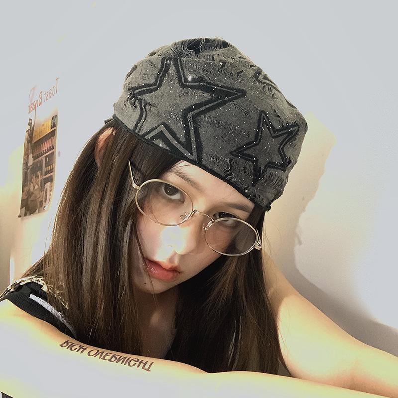 Falling Pool Knitwear Rhinestone Triangle Scarf: Y2K Style Cool Sweet Hip Hop Head Wrap Silk Scarf