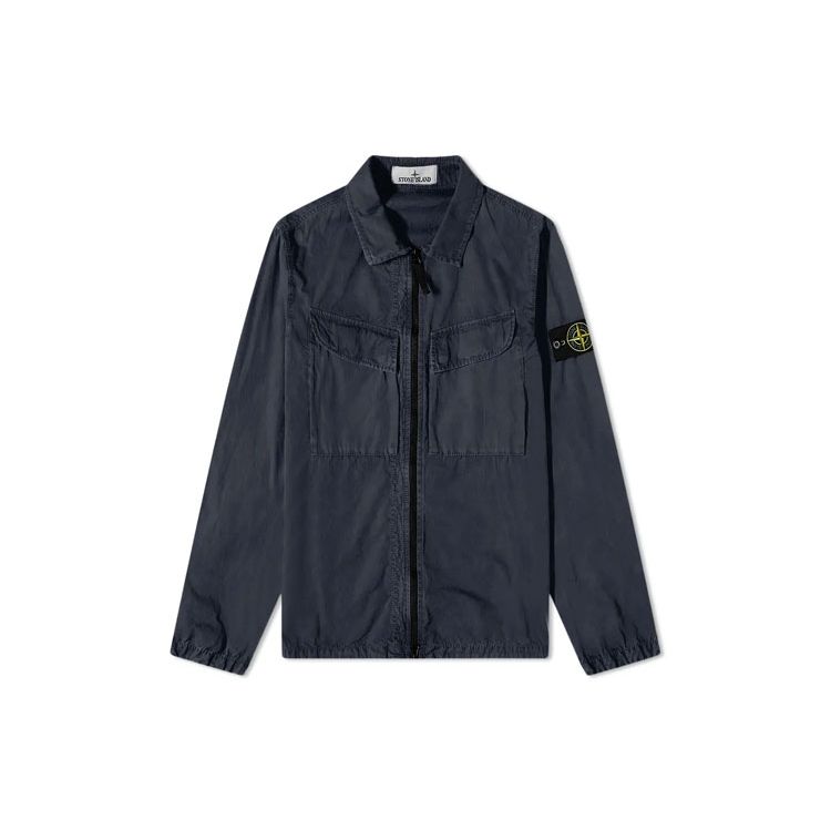 

Stone Island FW22 Solid Color Removable Logo Zipper Cover Bag Double Pocket Lightweight Long Sleeve Jacket Men jackets Navy-Blue 7715101WN-V0120 XXL