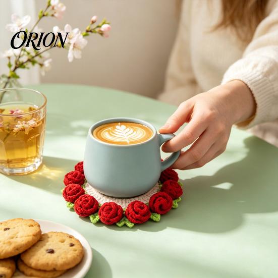 Handwoven Tea Cup Coasters Crochet Flower Bouquet Coaster, Handmade Knit Rose Mug Mat Transforms Into Bouquet, 2-in-1 Practical Gift for Lovers Drink