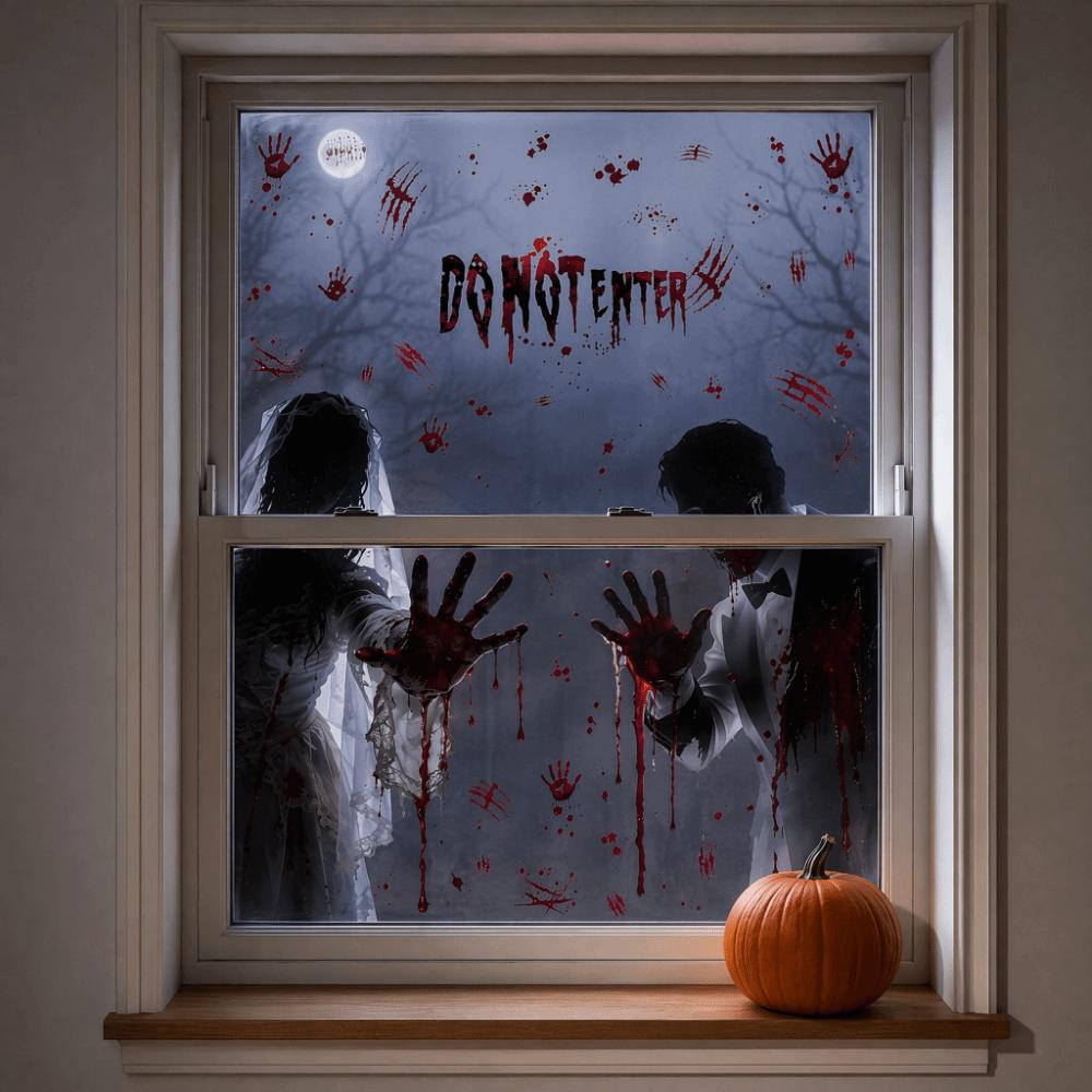 Bloodstained Handprint Scary Ghost Window Sticker Spooky Party Door Stickers Glass Mirror