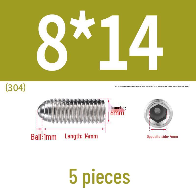 Stainless Steel Ball Plunger Set: M2.5-M16 Ball Screw Positioning Spring Plunger