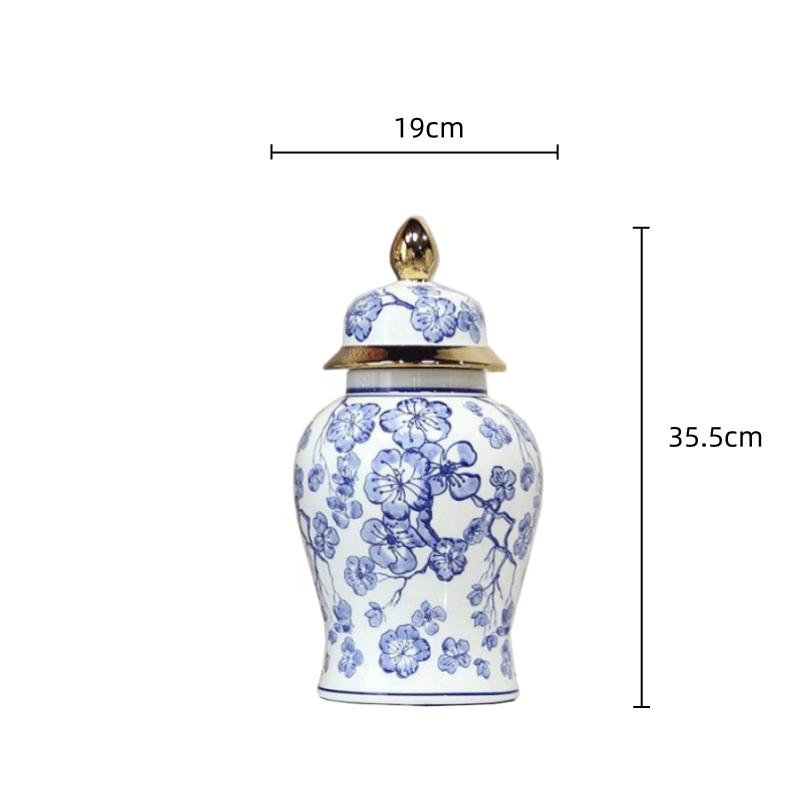 

Сине-белый фарфоровый керамический генеральский сосуд, имбирная банка, китайская ретро-ваза, герметичная емкость для хранения, цветочный горшок, украшение для дома