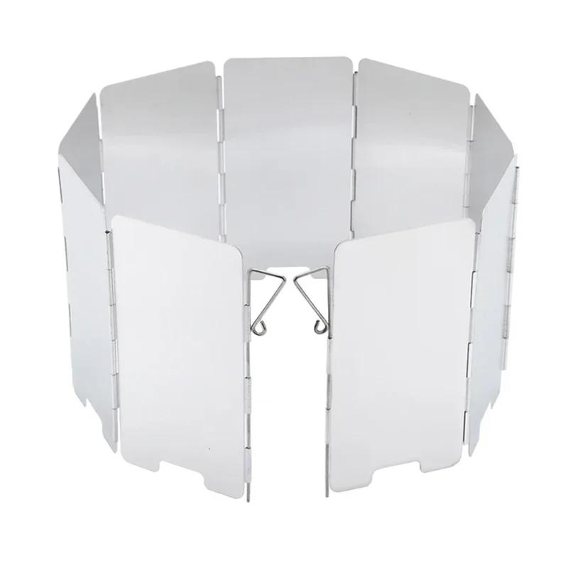 

9 пластин, складная газовая плита, лобовое стекло, уличная горелка для кемпинга, приготовления пищи, ветрозащитный экран, ветрозащитный экран из алюминиевого сплава, уличная плита, ветрозащитный экран