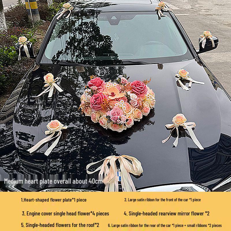 Набор для украшения свадебного автомобиля Mori: Цветочный головной убор и композиция на присоске