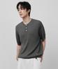 Ssei Standard Cable Henley Neck Short Sleeve Knit Khaki