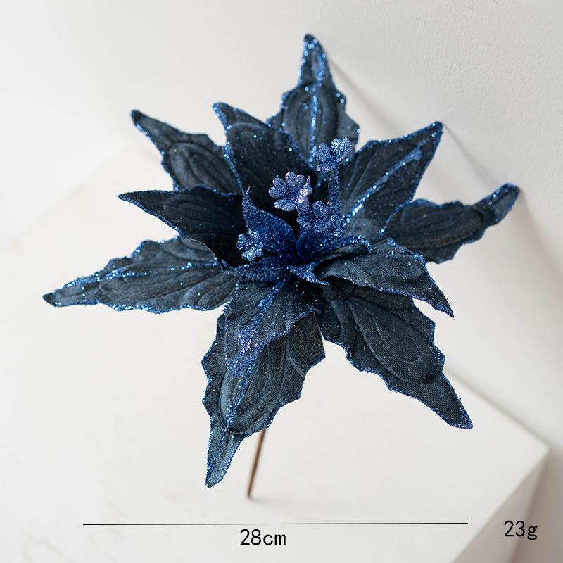 28cm Artificial Christmas Flowers with Velvet Texture Multiple Color Decorative Floral for Holiday Tree and Wreath