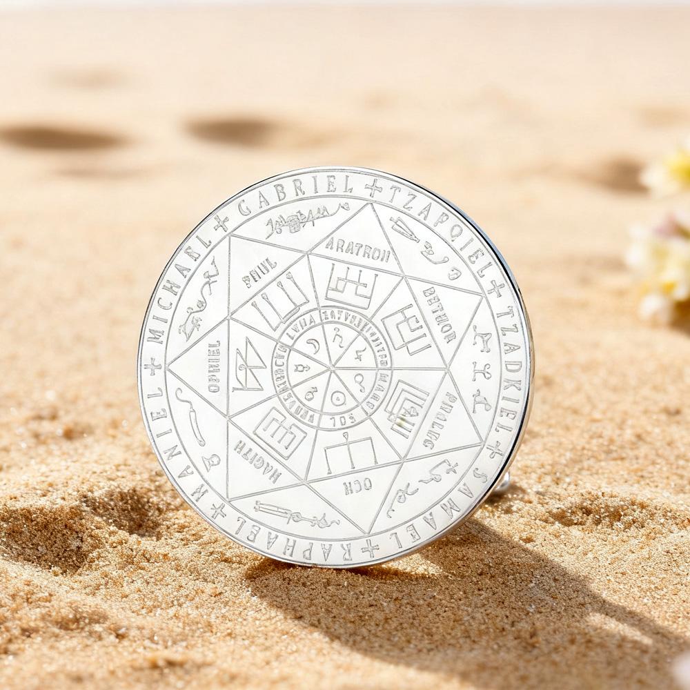 Dawapara Seven Archangels Seal Sigil Brooch Archangel Gabriel Michael Protection Talisman Lapel Pin Stainless Steel Jewelry