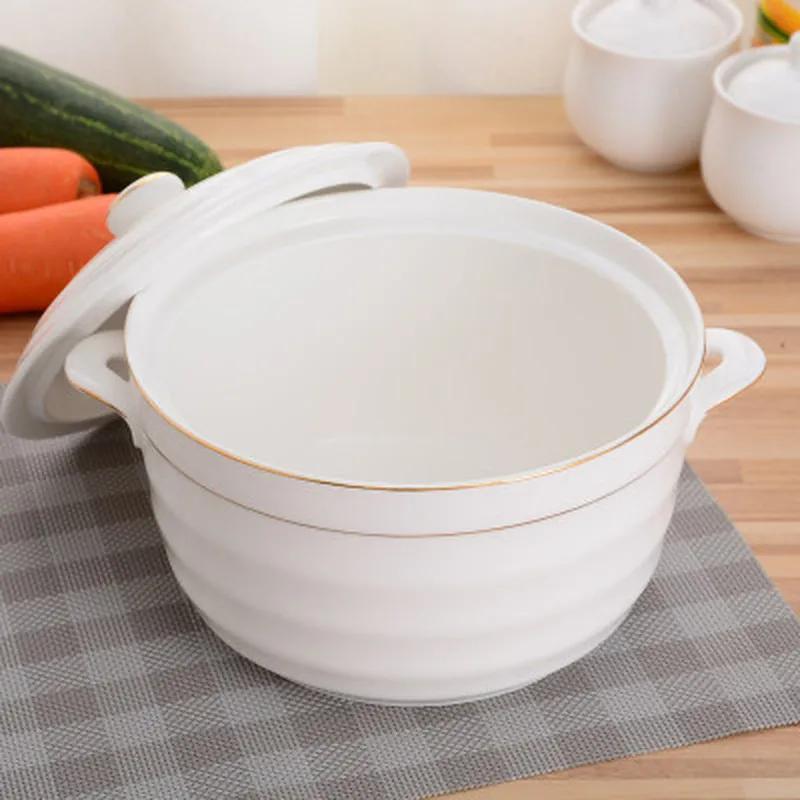 Ciotola da zuppa in ceramica con coperchio rotonda Phnom Penh Stoviglie Bone China Grande pentola per pasta Tazza per stufato Articoli per la cucina domestica Stoviglie