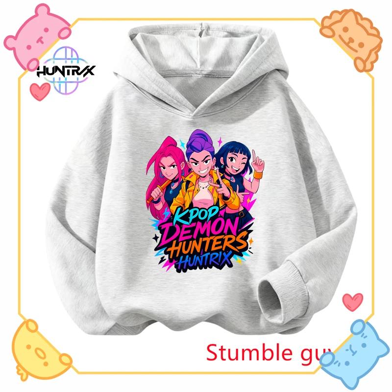 K-pop Demon Hunter Boy Hoodie for Kids Halloween Christmas Soft and Warm Fashion Anime Print Comfortable Pullover