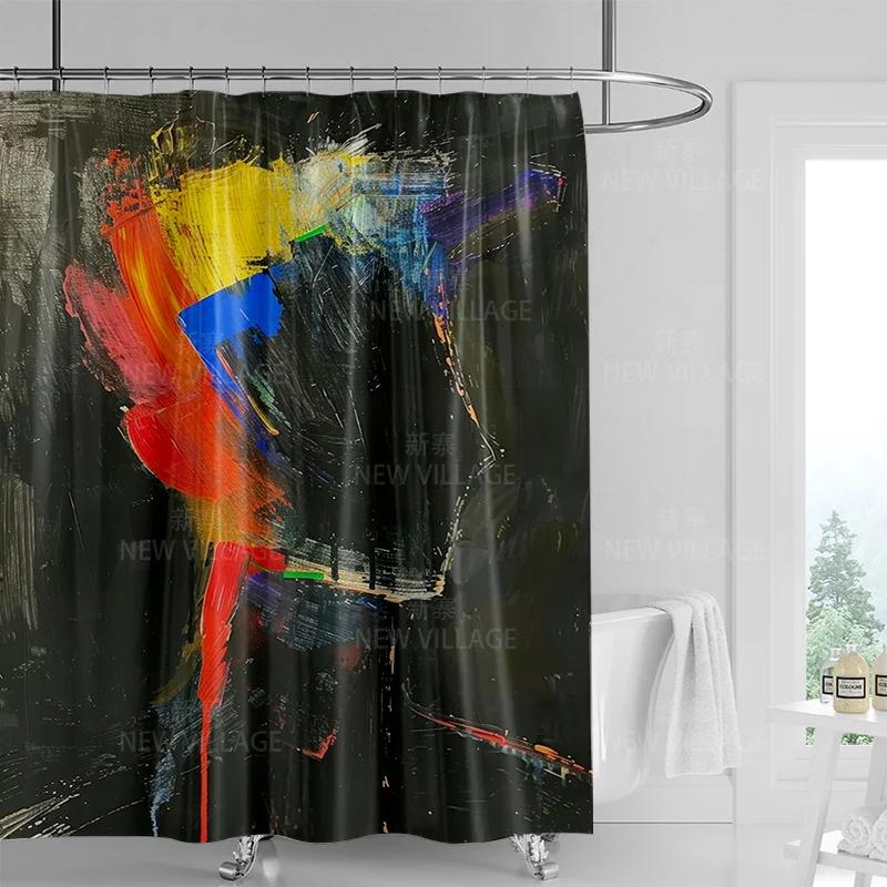 Abstract Graffiti Shower Curtain Machine Washable Fade-proof Nordic Family Bathroom Decorative Shower Curtain 180x200
