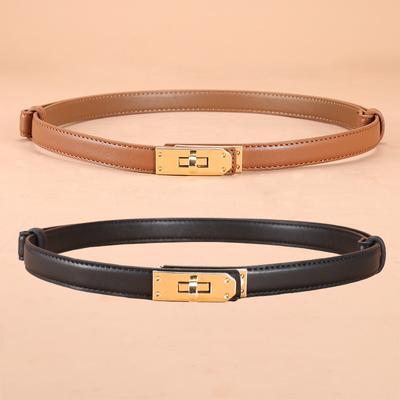 Cinturón retráctil de cuero genuino para mujer Cinturón de vestir de piel de vaca ajustable en la cintura Cinturón de pantalón Accesorios de vestir Cinturón de mujer con un par de hebillas
